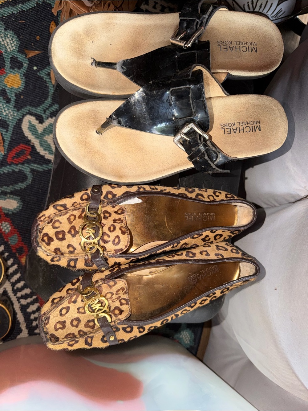 Michael Kors Black Patent Thong Sandals
